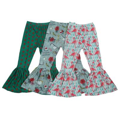 China cheap Anti-wrinkle kids pants girls bell pants flared new print fashion kids girls 1-10 years old pants for sale