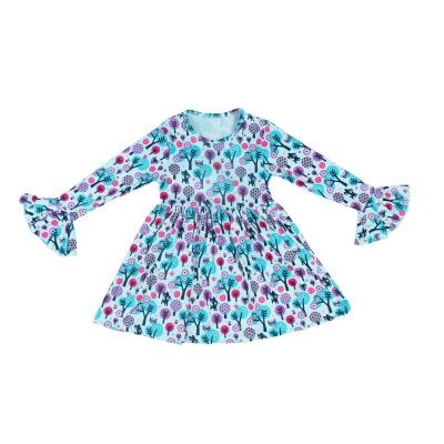 China Breathable Kids Clothing Flared Long Sleeved Nightgown Ruffle Style Child Skirt RTS Cheap Home Clothing for sale