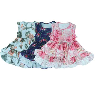 China Anti-wrinkle Baby Birthday Dress Designs Ruffle Dress Floral Printed Sleeveless Girl Summer Kids Dress for sale