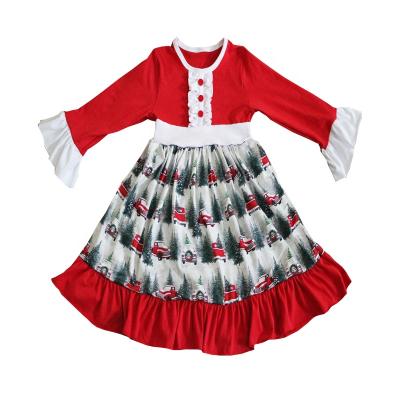 China Hot Sale Girls Christmas Dress 0-14t Fashion Girls Santa Anti-wrinkle Skirts Long Sleeve Boutique Kid Christmas Dresses for sale