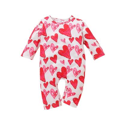 China Organic Cotton Valentine's Day Baby Clothes Boutique Cotton Baby Romper Spring/Winter Baby Jumpsuit Rompers for sale