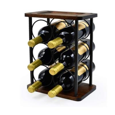 China Best Selling Rustic Wooden Wine Racks Home Countertops 6 Bottles Wine Rack Wine Rack .office Decoration for sale