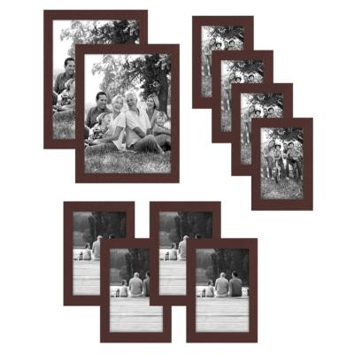 China Home decoration .office best nice elegant brown baby memhome wall mount decor package of 10 aesthetically various dimensions selling photo wooden frame for sale