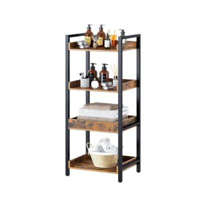 China (Others) Best Selling Rustic Adjustable Wooden Shelf Display 4 Tier Freestanding Storage Rack Shelf Units for sale