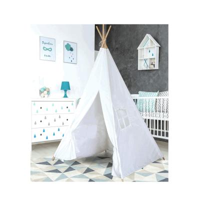 China Easy Foldable Kids Play Tent Simple Yet Best Selling Large Cotton Canvas Chic Foldable White Customizable Wooden Poles Kids Play Tent Camping for sale