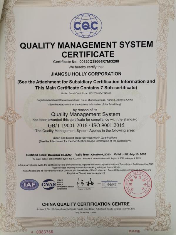 ISO9001 - Jiangsu Holly Corporation