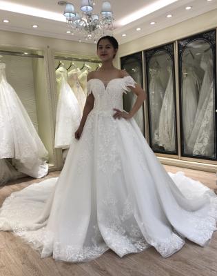 China Wholesale 2021Cheap Breathable New Off The Shoulder Lace Ball Gown Wedding Dresses for sale