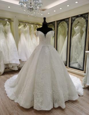 China 2021 Breathable Hot Selling Elegant Off The Shoulder Korean Princess Wedding Dress Bridal Gowns For Women for sale