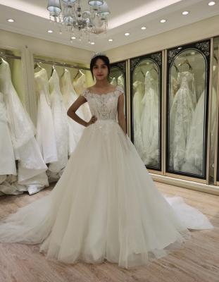 China Short sleeve wedding dress vestidos de novia 2021 breathable elegant boat neck for sale