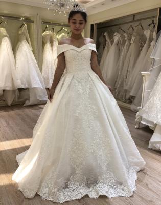 China 2021 anti static real sample off the shoulder ball gown african wedding dresses for women vestidos de novia for sale