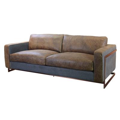 China (Other) Adjustable Leg 3 Seater Top Grain Leather Copper Leather Industrial Sofa for sale