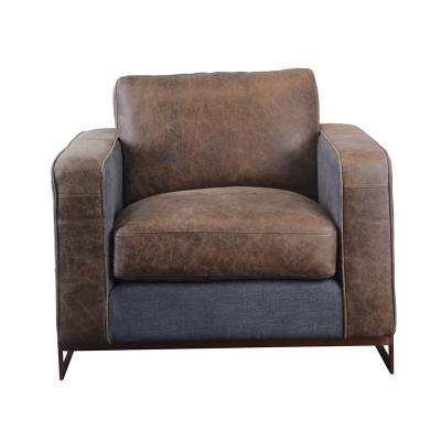 China (Other) Adjustable Industrial Vintage Leather 1 Seater Sofa With Metal Base for sale