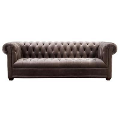 China Chesterfield Style Luxury Living Room Gray Velvet Sofa Furniture for sale