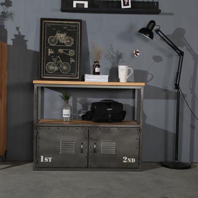 China Industrial Factory Custom Wrought Iron Console Table With Storage for sale