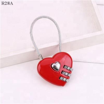 China Luggage Travel Box Bag Love Lock Heart Padlock Combination 3 Digit Cable Lock for sale