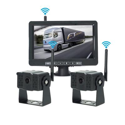 China Wireless NIGHT VIEW Dual Camera Monitor Backup Kit with DVR Recording for Truck/Semi-Trailer/Box Truck/RV for sale