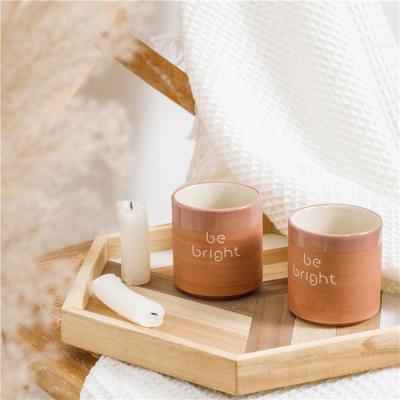 China Bulk European Custom Wholesale Home Decorative Ceramic Candle Cup Holder Candle Jars for sale