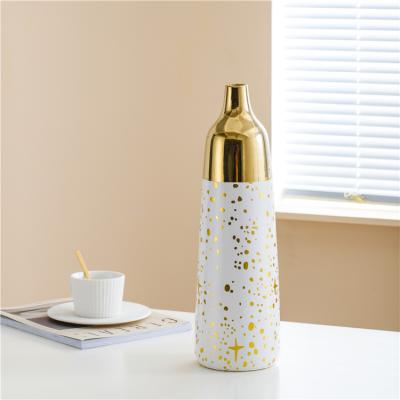 China Minimalist fashion style modern nordic white and gold home decor flower vase for wedding decoration for sale