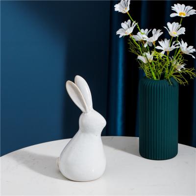 China Art Decor Novelty Modern White Rabbit Gift Crafts Table Home Decor Ornaments Ceramic Home Decoration for sale