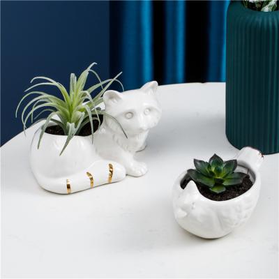 China Modern Creative Cute Animals Luxury Cactus Pots Design Fashion Flower Plant Ceramic Pot For Home Decoration for sale