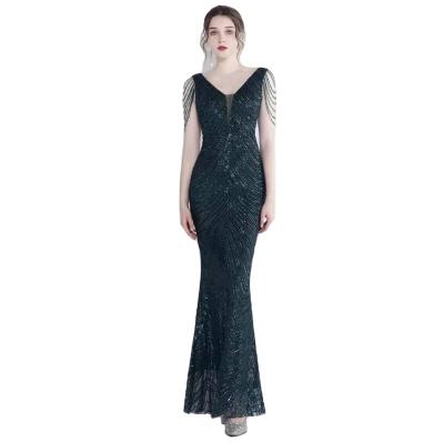 China 2023 Anti-static Women's Luxury Sexy Suspender Strapless Evening Dress Elegant Elegant Formal Lace Evening Dress Long for sale