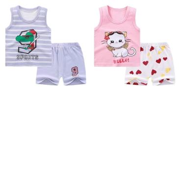 China Casual children's vest set summer cotton boys and girls shorts summer clothing treasure clothing set for sale