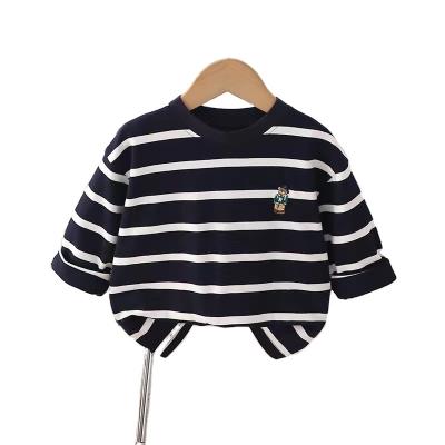 China 2023 New Children's Anti-Shrink Long Sleeve Bear Striped T-shirt Long Sleeve T-Shirt For Baby Boy And Girls for sale