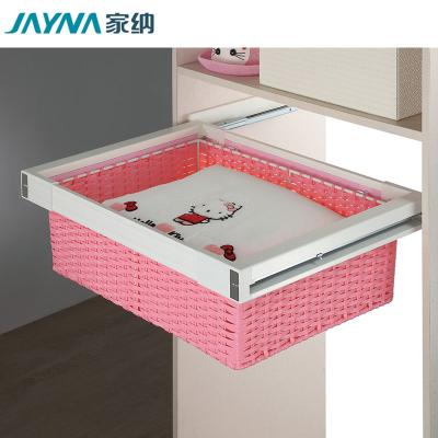 China Sustainable Wardrobe Accessories Pull Out Sliding Stroge Rattan Basket Box For Kids for sale