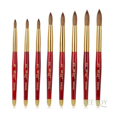 China 100% Kolinsky LOGO Kolinsky Nail Brush Custom Pure Red Wood Handle Brush Acrylic Nail Art Brushes for sale