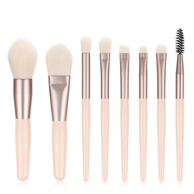 China 8pcs Olive Aluminum Wood Handle Portable Soft Makeup Brush Set Mini Makeup Brush Set Matte for Beauty Tool for sale