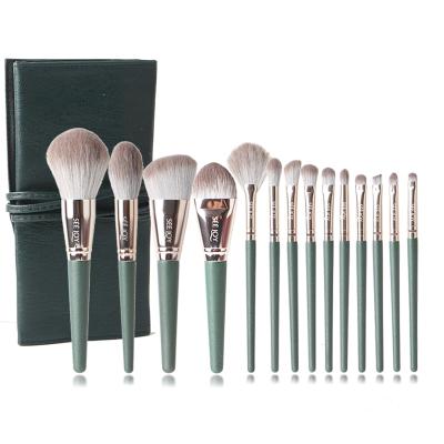 China Aluminum Ferrule See Joy 14 Piece Professional Artist Natural And Synthetic Travel Makeup Brush Set for sale