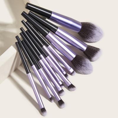 China 2022 New Design 11pcs Unique Plastic Aluminum Olive Handle Synthetic Cruelty Free Private Label Long Professional Hair Makeup Brush Set for sale