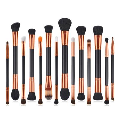 China 2022 New Fashion Double End Hair Brush Portable 14pcs Private Label Synthetic Humane Cruelty Free Professional Makeup Brush Set Makeup Brush for sale