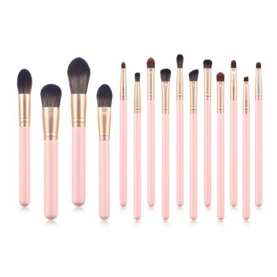 China 15pcs Silver Aluminum Ferrule Premium Cosmetic Makeup Brush Set High Quality Pink Cosmetic Make Up Brush for sale