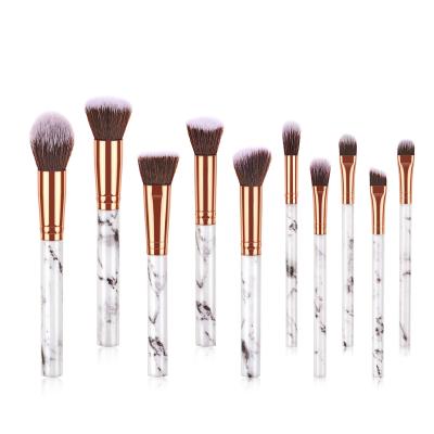 China High Quality Aluminum Makeup Brush Marble Olive 10pcs Cosmetic Make Up Low Moq Custom Logo Private Label Makeup Brushes Set Of Brushes for sale