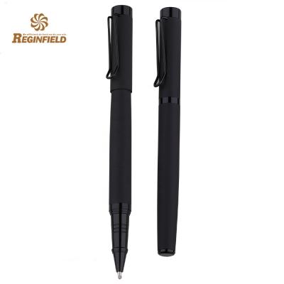 China Writing. Advertising.promotional soft touch finish black metal roller rubber pen for promotional for sale