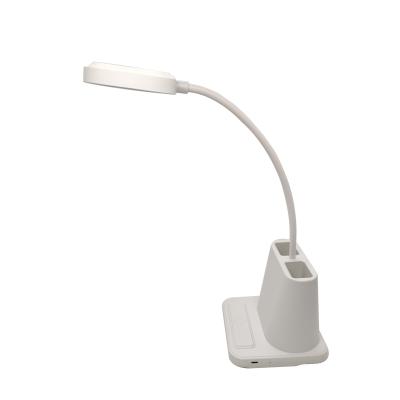 China Lighting Functions Eyes Care Reading Lamp Touch Desk Light with Mobile Phones Stand and Pen Container Gooseneck Table Light for sale