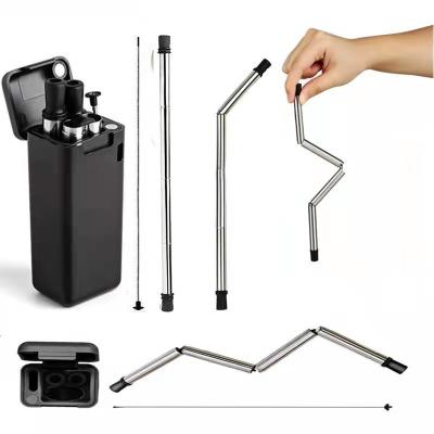 China Stainless Steel Straw Metal Foldable Collapsible Straw Disposable Collapsible Set for sale