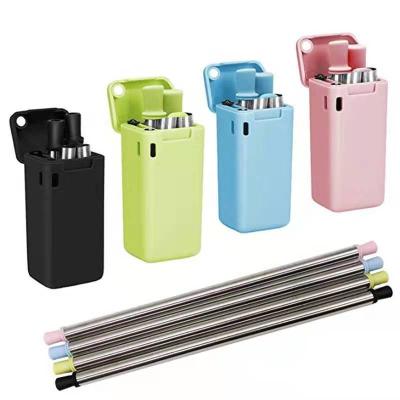 China Viable Silicone Straw Set Metal Telescopic Folding Folding Straw For Christmas for sale