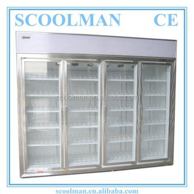 China Single-Temperature Soft Drinks Display Upright 4 Glass Door Refrigerator for sale