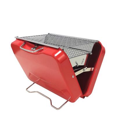 China Easily Assembled Foldable Traveling Stainless Steel Suitcase Design Charcoal BBQ Grill for sale