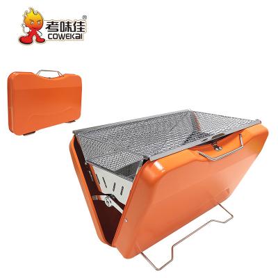 China Easily Assembled Travel Foldable Suitcase Camping Stainless Steel Charcoal Barbecue BBQ BBQ Grill for sale