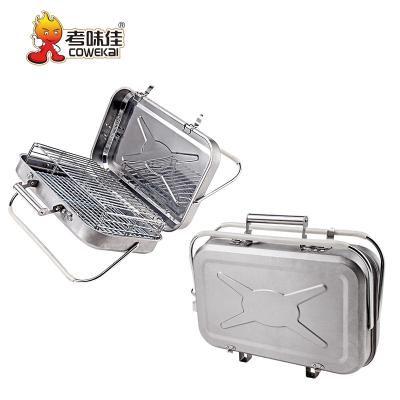 China Profesional Easily Assembled Easy Carry BBQ Grill Suitcase Foldable Barbecue Table Steel Grill for sale