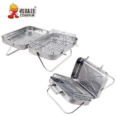 China Easily Assembled Mini Type Foldable Two Sides Charcoal BBQ Grill Folding BBQ Grill for sale