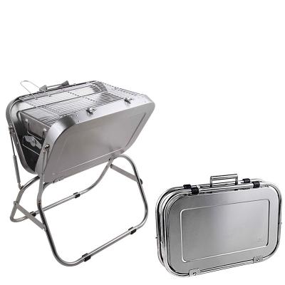 China New Design Creative Stainless Steel Suitcase Easily Assembled Easy Carry Charcoal BBQ Grill for sale