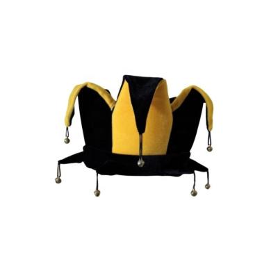 China Vintage Carnival Party Black and Yellow Jester Hat with Custom Logo for sale