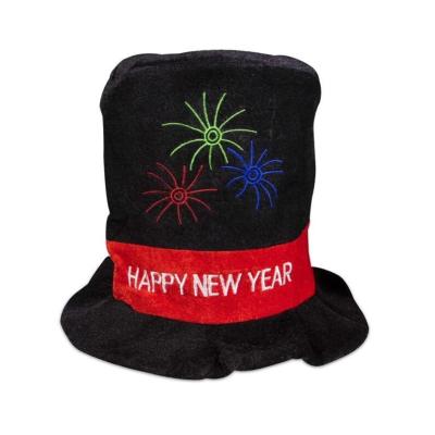 China Happy New Year NYE Party Top Hat Vintage Black Velvet Celebration for sale