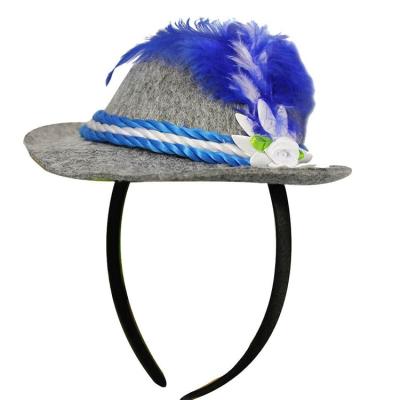 China Polyester Beer Festival Accessories Mini Oktoberfest Party Hat Bavarian German Oktoberfest Hat On Headband for sale