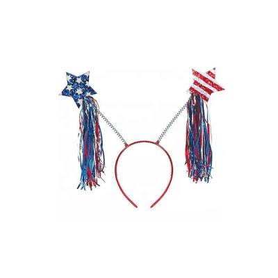 China Durable Patriotic Star American Flag Headbands Headbopper with Tinsel Foil for sale