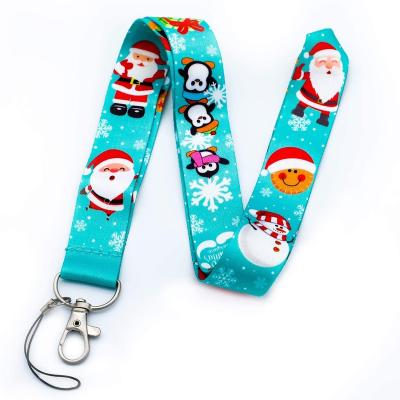 China Universal New Arrival Christmas Tree Print Key Lanyard Christmas Tree Print Key ID Card Hot Selling Themed Chain Badge Holder for sale